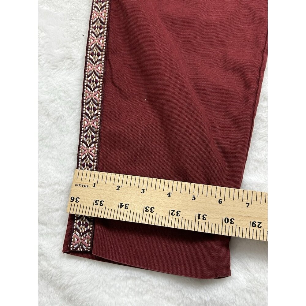 Anthropologie Pants Women Size 6 Maroon Red Ankle Side Striped - Picture 6 of 15